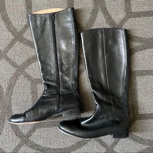 Corso Como black leather tall boots flat 8